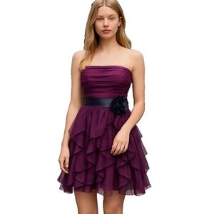 Vintage Deb Women Dress Medium Strapless Whimsigoth Hoco Y2K Fairy Tiered Ruffle